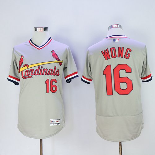 Cardinals #16 Kolten Wong Grey Flexbase Authentic Collection Cooperstown Stitched MLB Jersey - Click Image to Close
